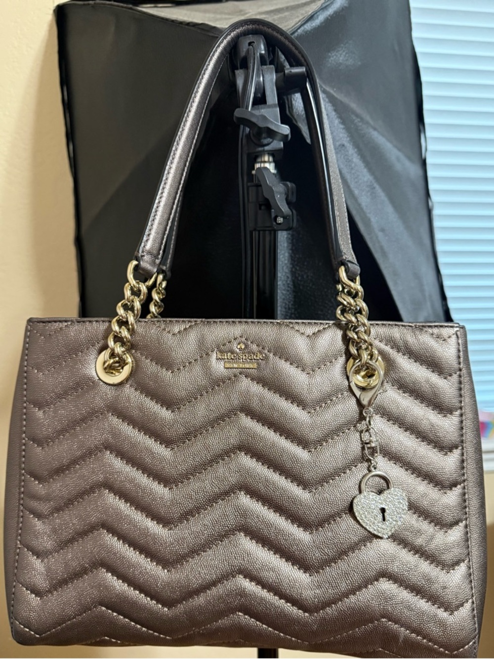 Kate Spade Reese Park Small Courtnee Purse- Ash Metallic